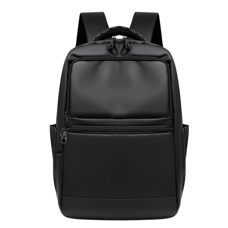 Custom Logo Waterproof PU Leather Business School Bagpack  Anti-Theft  Student Laptop Backpack Travel Black Backpack for Men