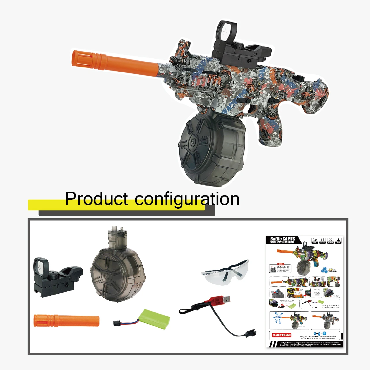 Outdoor Splatter Shooting Game Toy Electric M416 Plastic Bullet Gun that Firing Water Bullets for Play and Fun