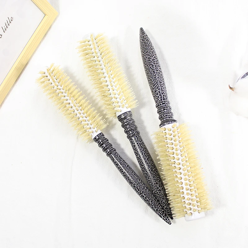 Antistatic Heat Resistant Round Hairdressing Hairbrush Lotus wood round Curling Comb