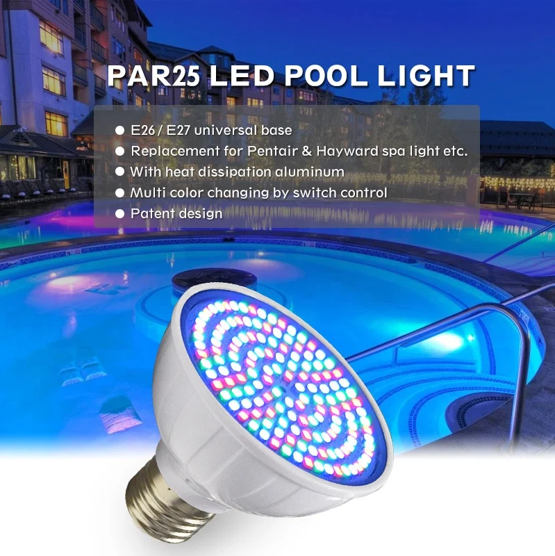 Сменное освещение для бассейна par25 par38 par56 лампа par 56 38 25 e26 e27 rgb белый