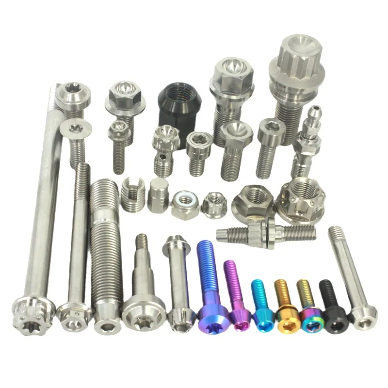 High strength custom hex flange GR5 Ti-6al-4v titanium fasteners titanium bolts titanium screws for motorcycle