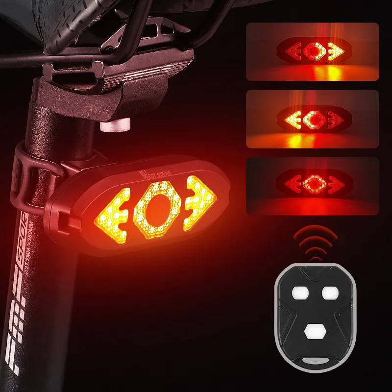 Wireless Remote Control LED Bike Light 5 Modes USB Bicycle Tail Lights with Turn Signal Indicator for Electric Scooter Taillight