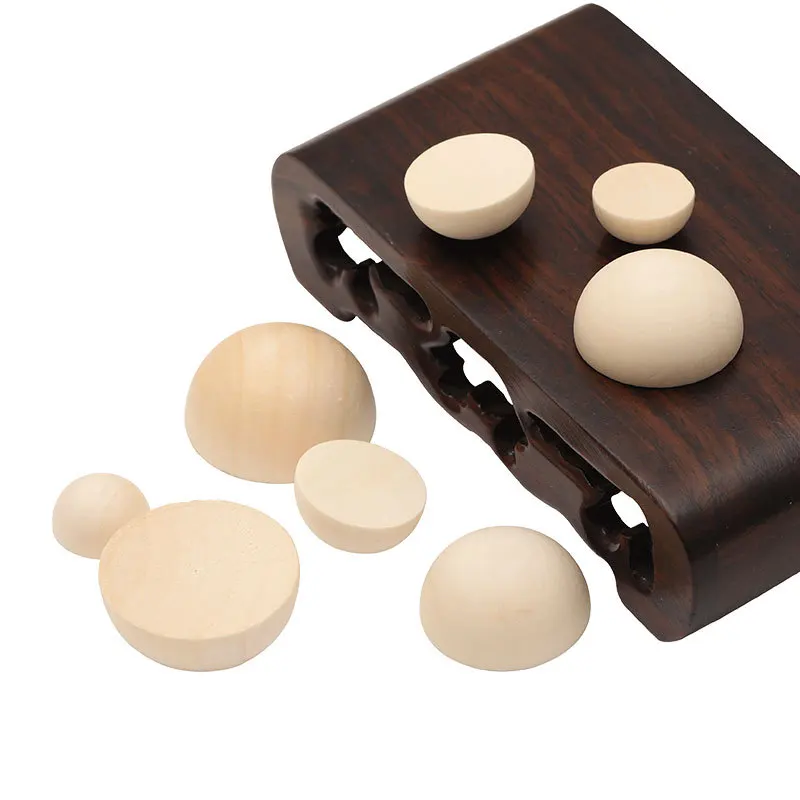 New style solid half round ball 15-30mm raw wood color lotus wood half round ball