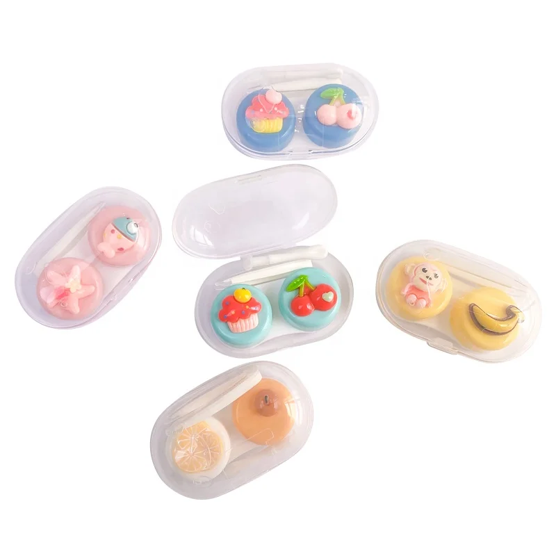 SL82096 Wholesale Travel Portable Contact Lens Box Kit Plastic Cute Style cartoon Contact Lenses Box