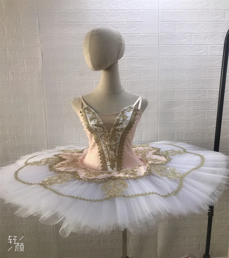 New light pink Jacquard hook & eye design ballet tutu Professional girls perform ballet Tutu costumes. New TUTU-17