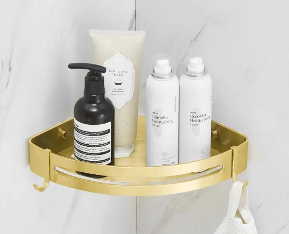 High Quality Aluminium Bathroom Corner Shelf Wall Mounted Self-Adhesive Bathroom Corner Shelf With Strong Load Bearing Capacity