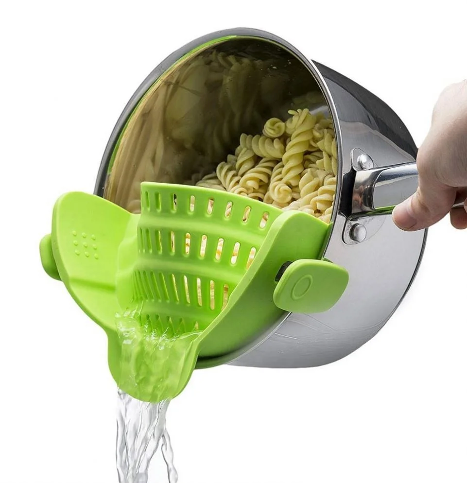 2025 Factory Hot Sale Fits All Pots and Bowls Dishwasher Safe Colander Silicone Clip on Strainers With 2 Clip