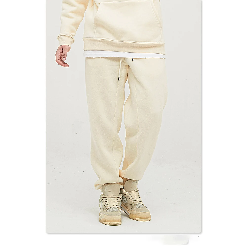 Wholesale Streetwear Mens Trousers Casual Solid Jogger Sweatpants Custom Print Fleece Stacked Pants For men