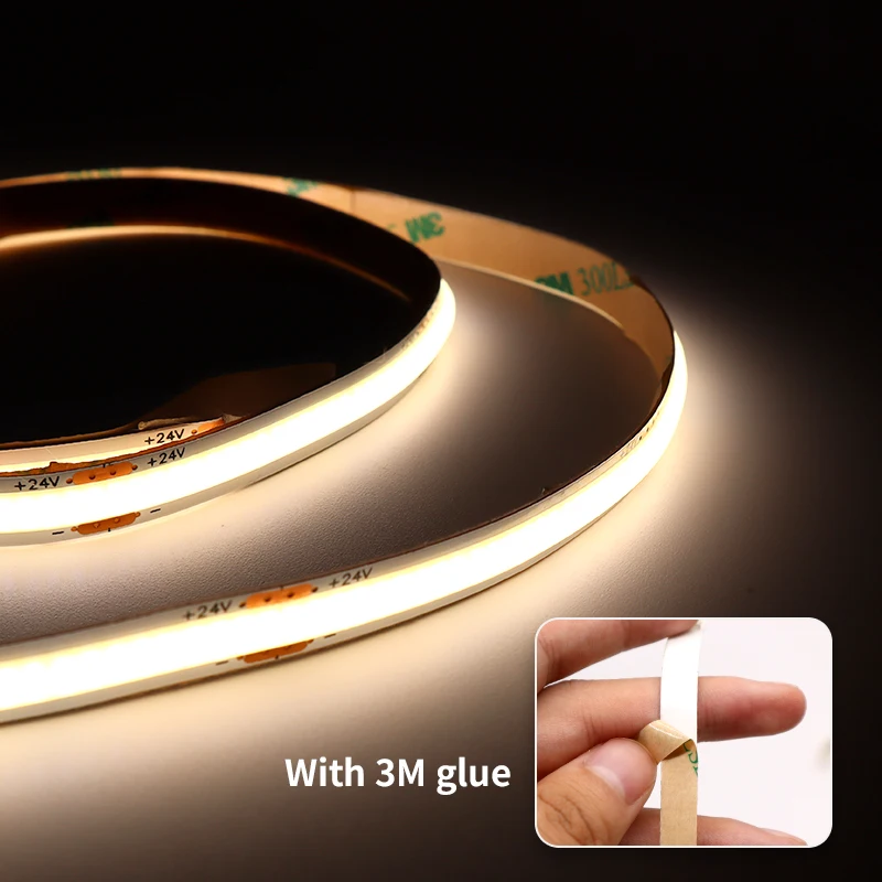 New arrival soldering free high density 320/480 LED/m COB LED strip light 8mm PCB CRI90 cuttable dotless COB LED strip
