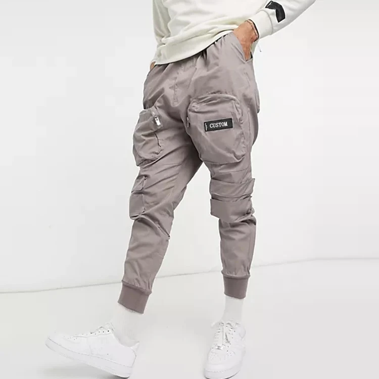 OEM mens back pockets woven streetwear cargo pants front zip pocket cargo pants