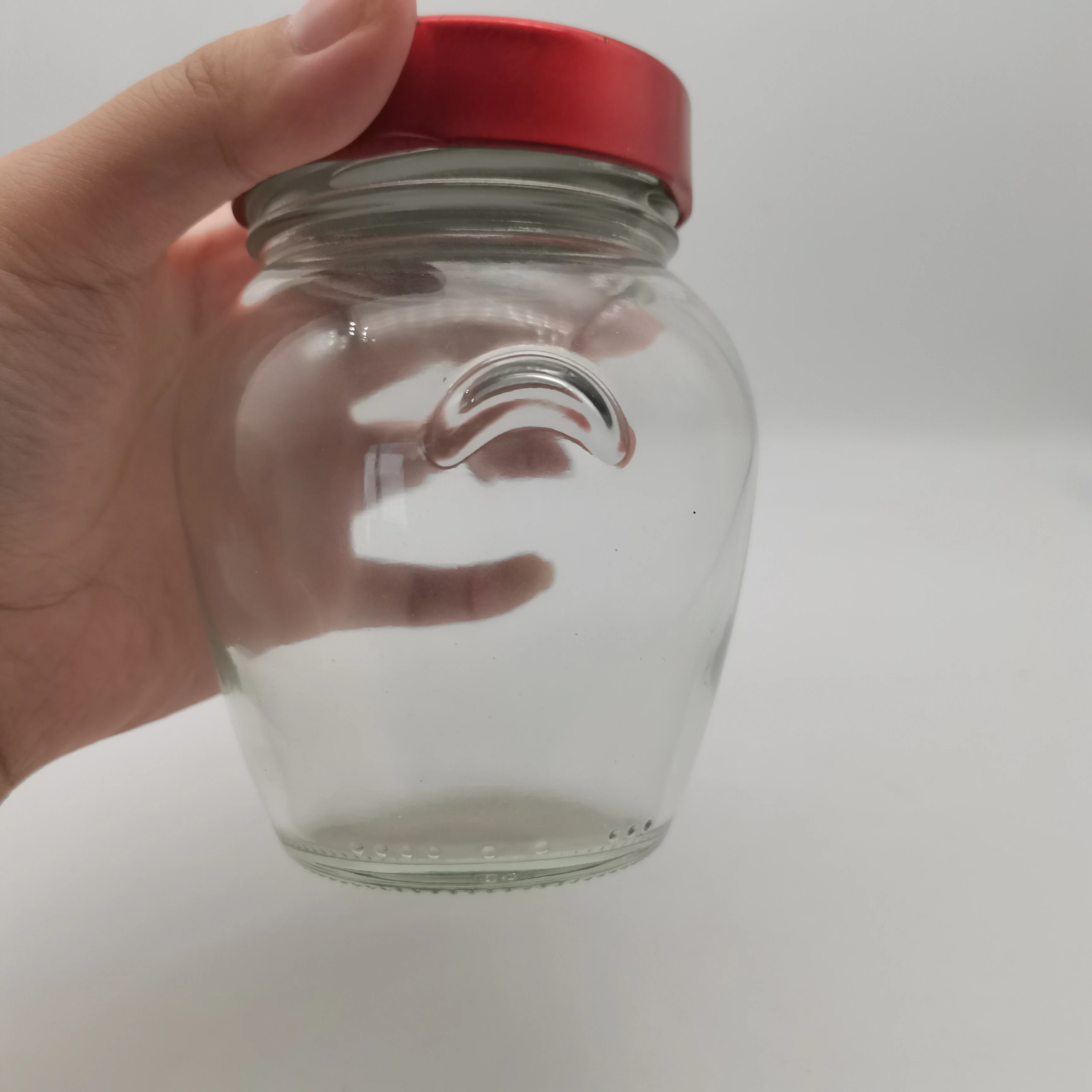 Wholesale double ear pickles glass bottle iron lid 280ml jar food grade high temperature resistant rice wine sauce bottle