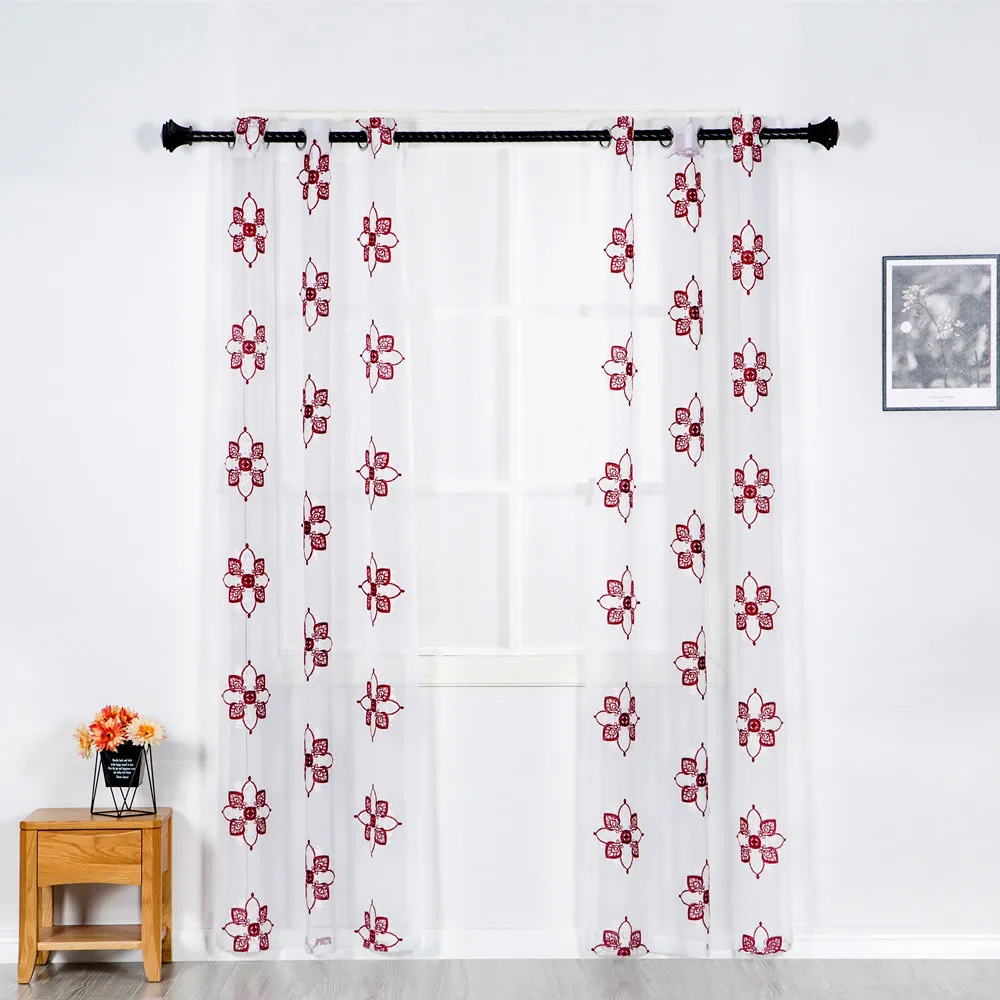 Hometextile Decor House Curtains Wholesale Embroidered Sheer Curtains For Window Door