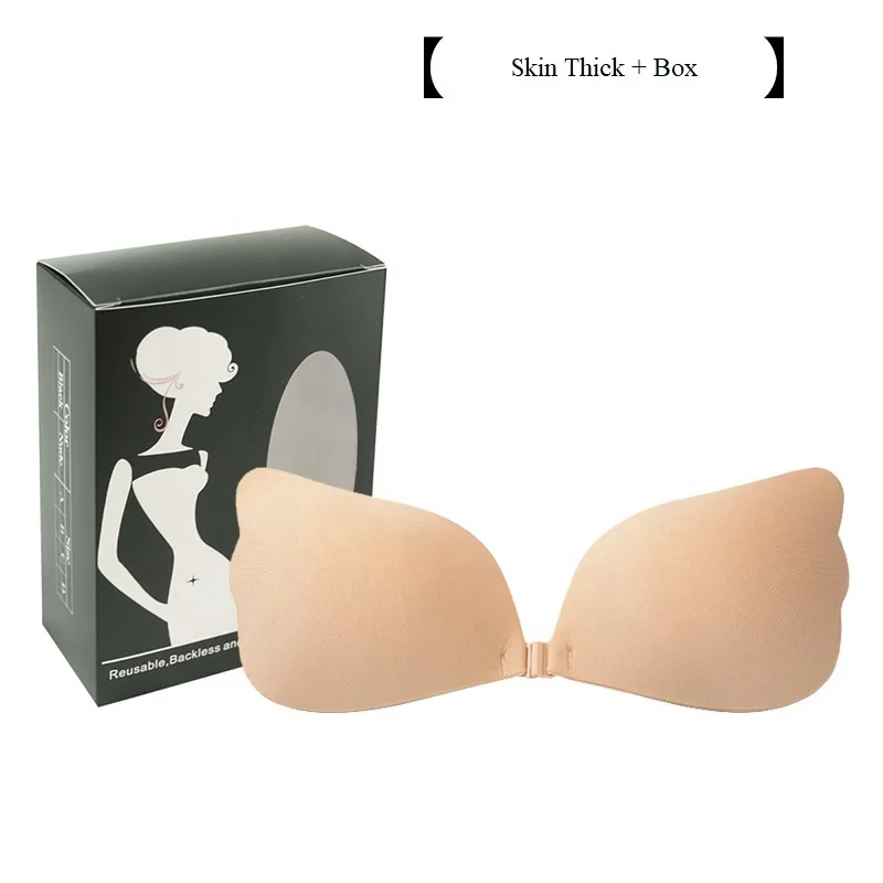 Sexy wing cloth cup seamless push up lift up front buckle invisible self adhesive silicone bra for wedding dress