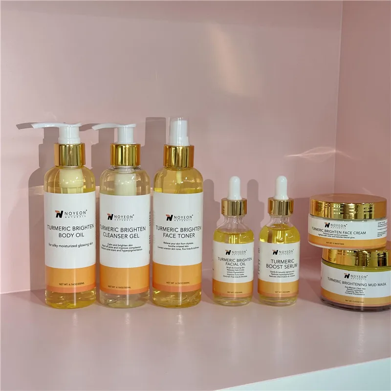 Turmeric Skin care Set Anti Acne Dark Spot Whitening Private Label Soap Serum Scrub Cream Facial Wash face Skin Care Set
