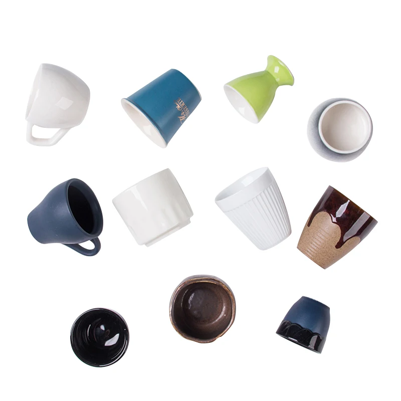 Wholesale Thermo Striped White Cups Tea Milk Porcelain Coffee Mug Espresso Set Breakfast Cup Ceramic Mug