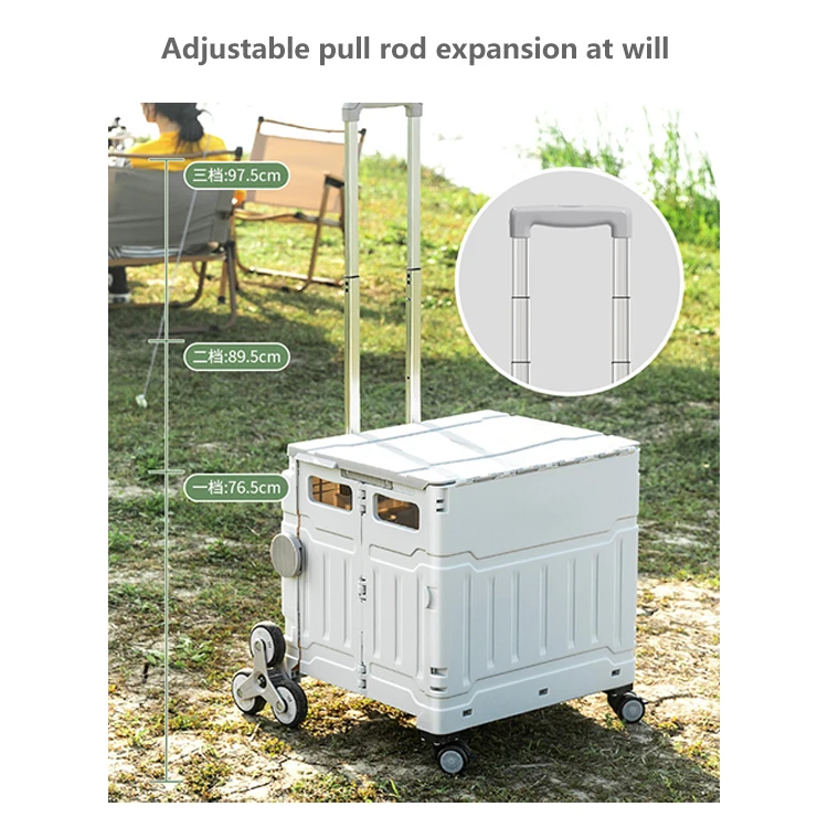 Outdoor Storage box Camping Organizer Pull rod with wheel Foldable car Loaded Trunk Picnic portable storage box