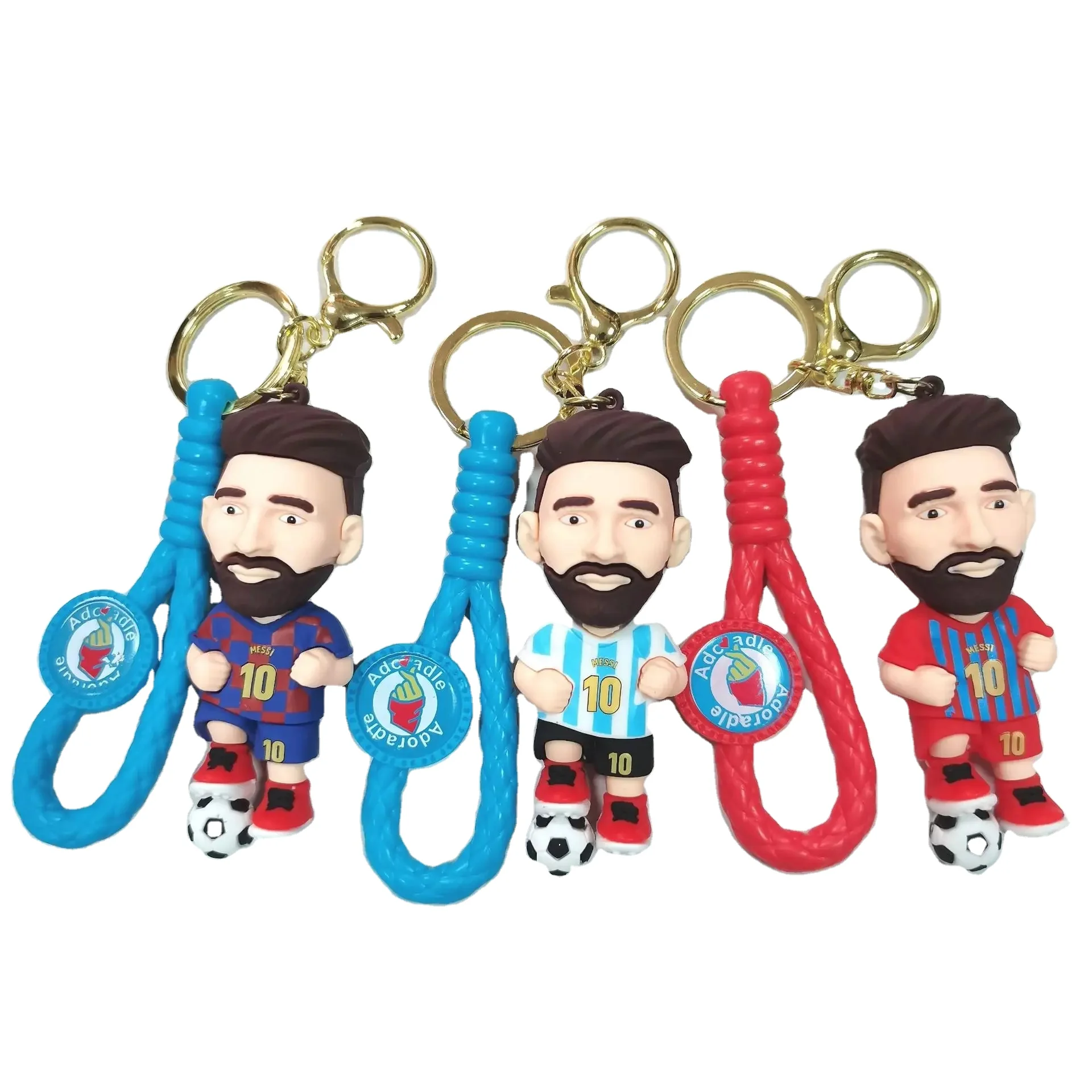 Заводская цена, футбольный король, новая мультяшная кукла Месси, милый брелок из ПВХ, 3D мягкий силиконовый резиновый брелок, Сумка с подвеской