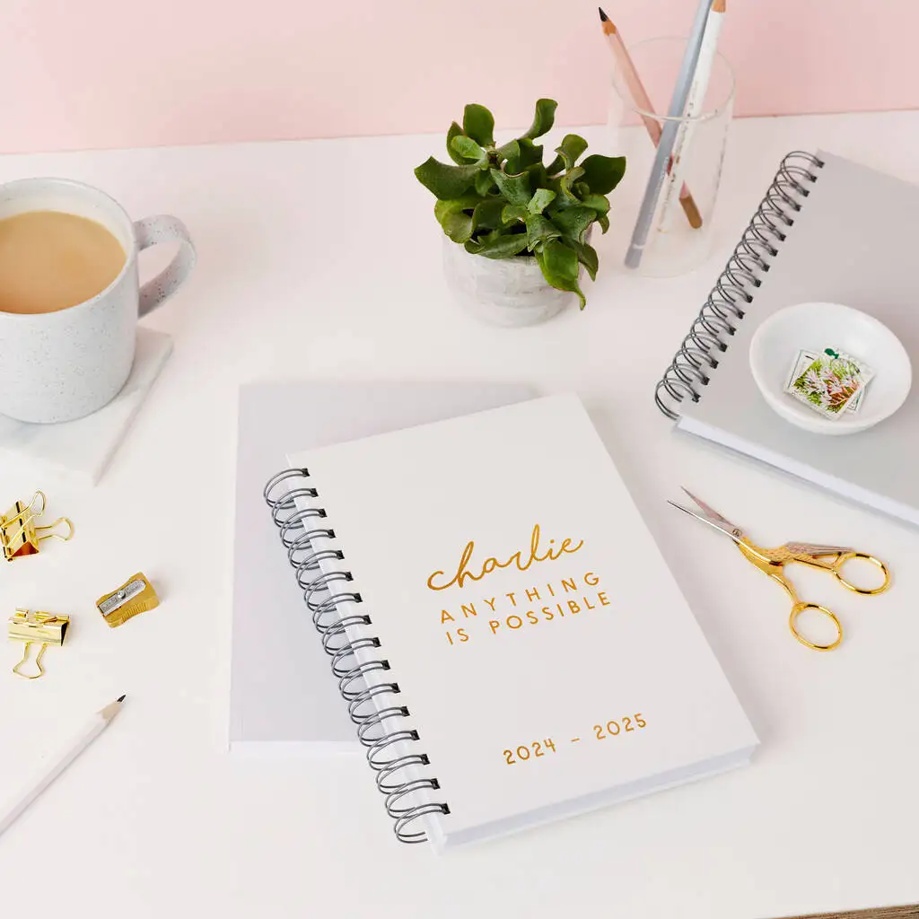 Custom Personalised Mid Year Diary Foil-printed Hardback Diary Spiral Planner Notebook