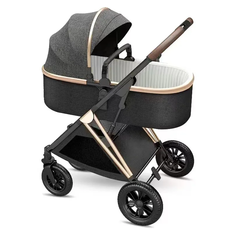 multi-function new generation high view one-handed folding commutable baby stroller pram with carrycot for 0-3 years old kids