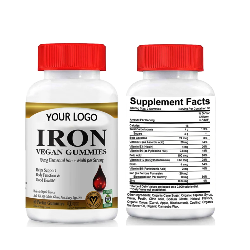 Антиусталостные мультивитамины, железная биотин, сильная кровь, веганские жевательные резинки