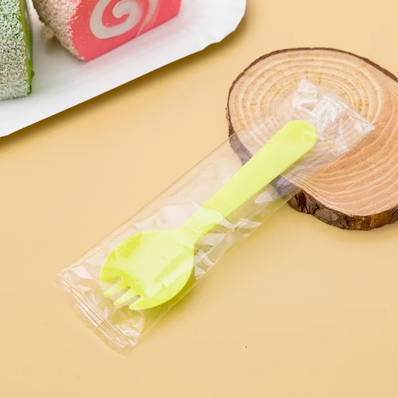 Disposable fruit fork dessert spoon plastic tableware spork