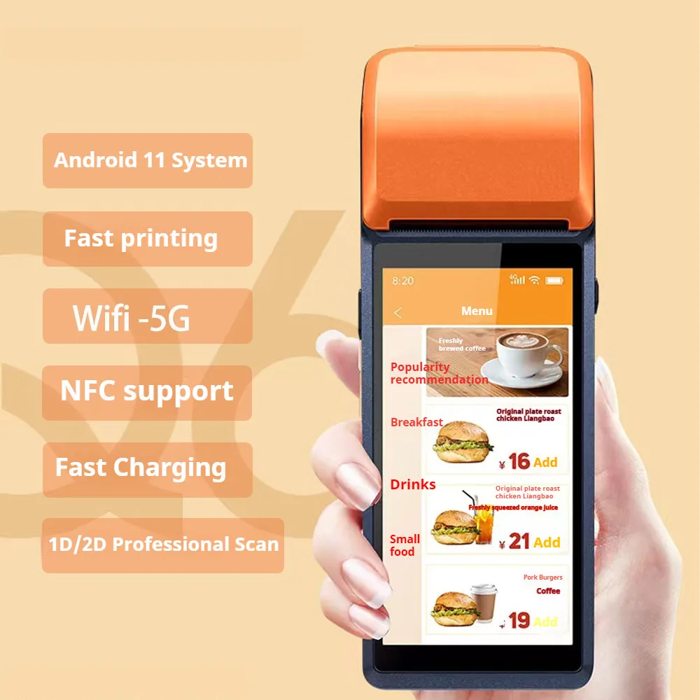 Portable Mini 4 Core WIFI NFC Android Terminal Cash Register Mobile Handheld Pos Machine System With Printer Payment