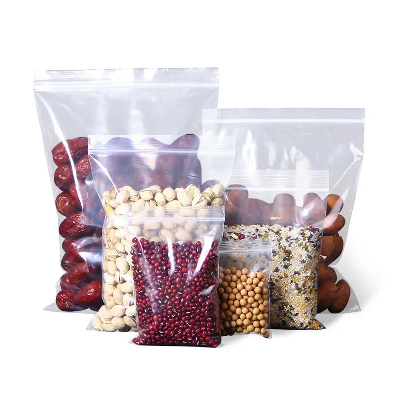 100 PCS Plastic Bags Ziplock Food Packaging Jewelry Small Zip Lock Bags Clear Fresh Keeping Dustproof Reclosable Candy Storage
