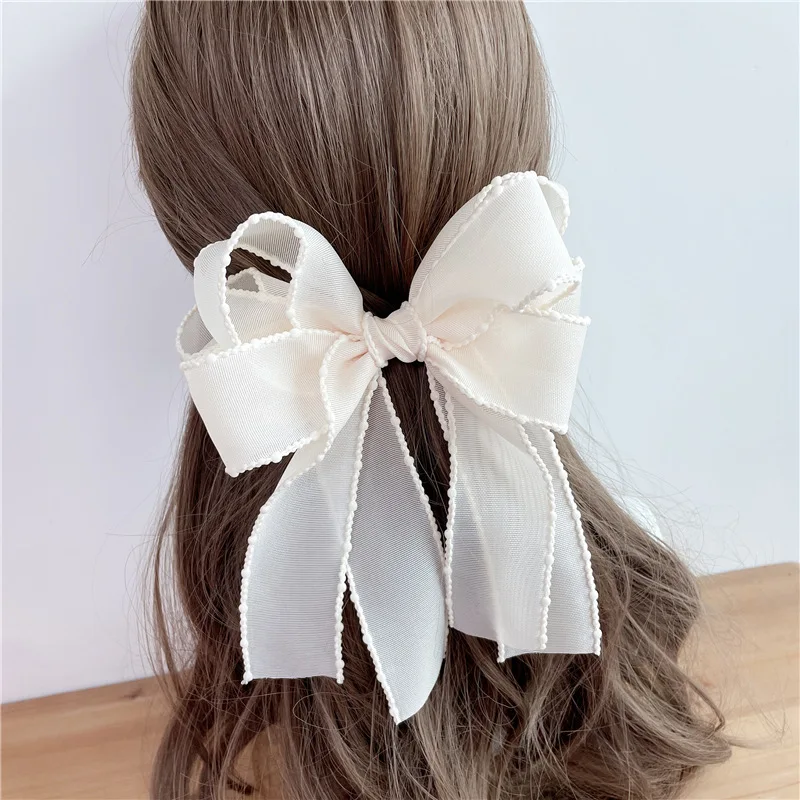 Korea Lace Big Bow Ribbon Alligator Long Hair Kids Head Decoration Hair Accessories