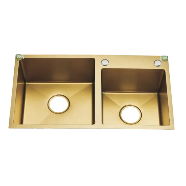 retro deep double imported domestic undercount new wash sink stainless steel kitchen golden sink