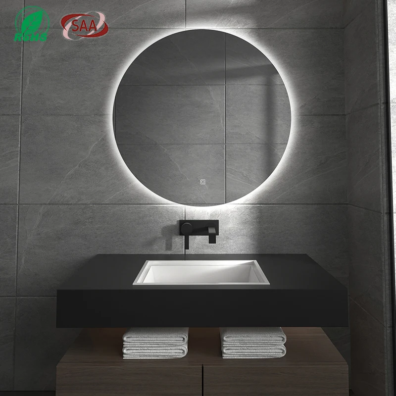 High Quality LED Smart Lighted Mirror Modern Design Bathroom Hotel Full Shower Wall Hanging Illuminated Feature Graphic Design