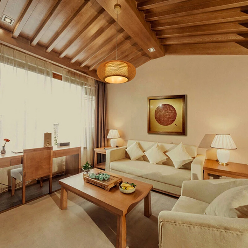 Custom Lampshades Vintage And Rustic Design Home Lighting Hall Chandelier Lamps Hand-woven Lampshades