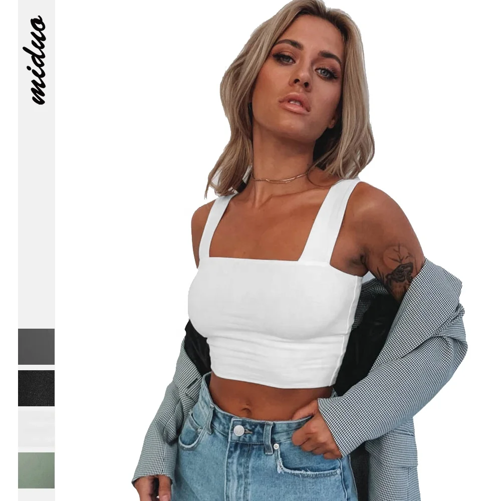 High Quality Shoulder Strap Ultra Short Sexy Casual Slim Tank Streetwear Tube Tops Crop Tank Top Women