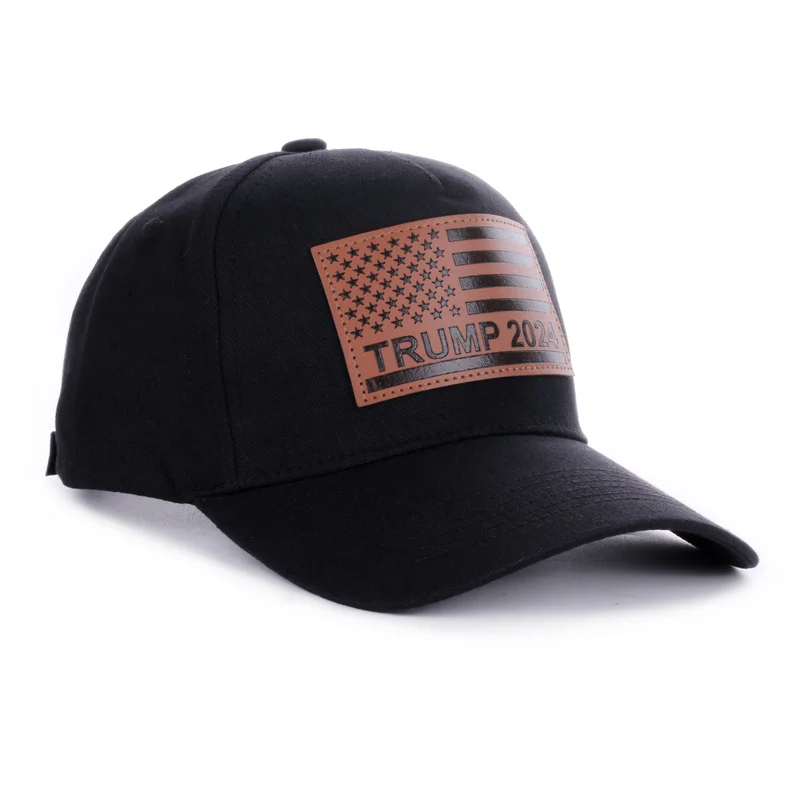 Wholesale American Flag Custom Logo Sport Dad Outdoor Baseball Cap PU Leather Patch with Adjustable Tape Truck Hat
