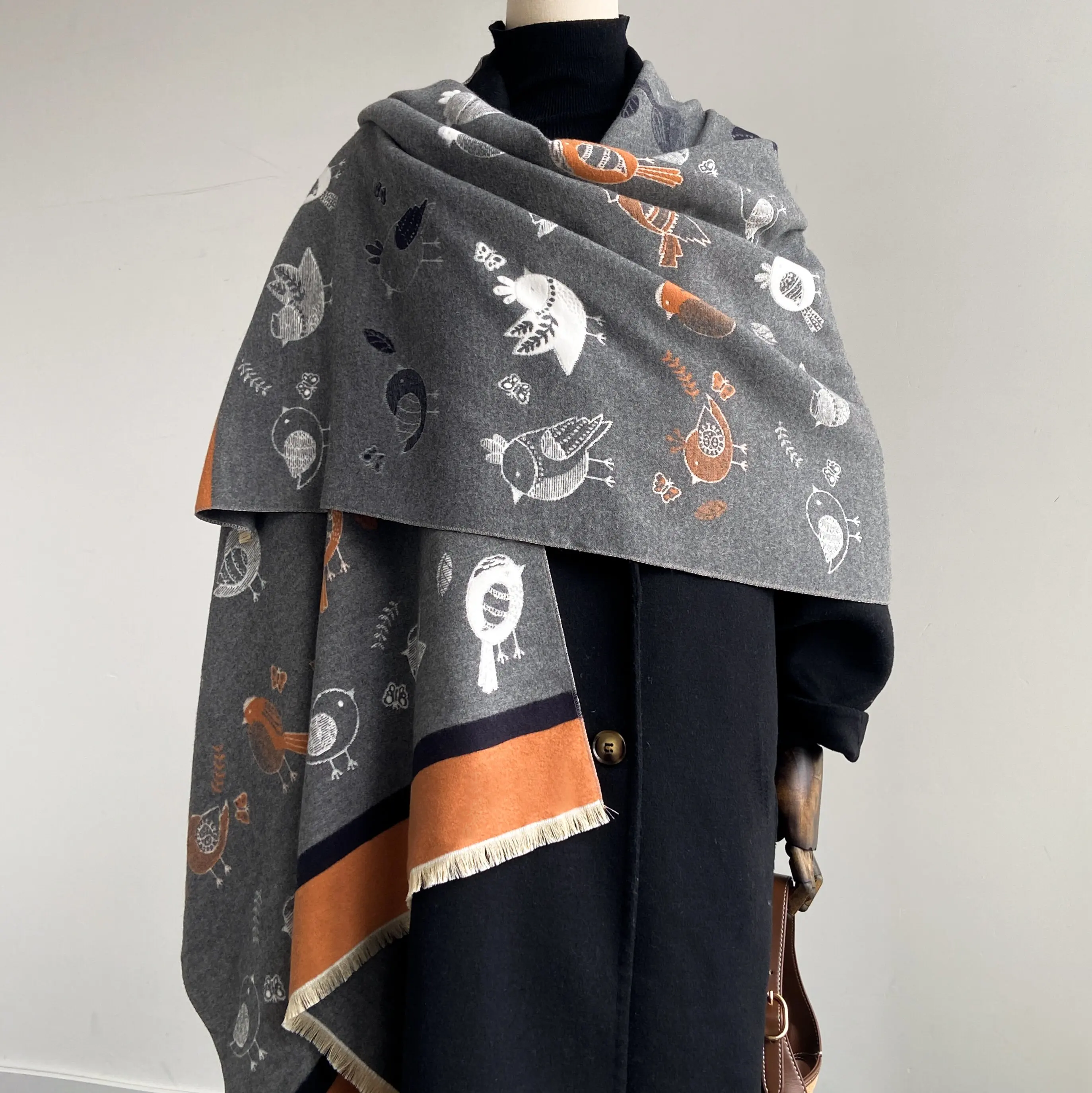 Wholesale Winter Warm 185*65CM Scarves Wraps Ladies Fashion Deer Animal Cashmere Scarf Pashmina Shawl Outdoor Windproof Stoles