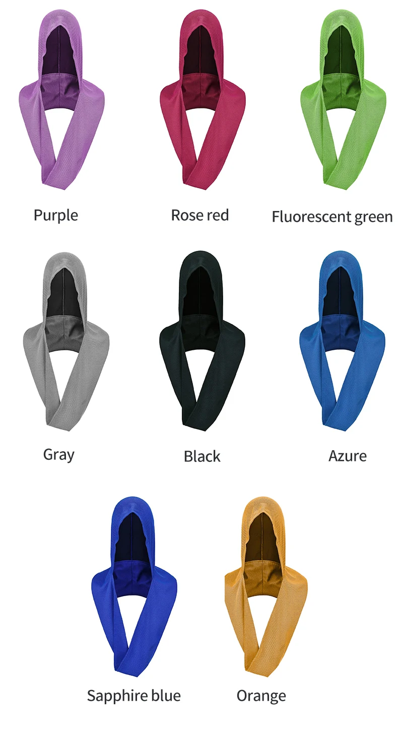 Custom Logo Instant Quick-Dry PVA Neck & Face Wrap Sports Fitness Gym Yoga Outdoor Activities Ice Cooling Hoodie Towel