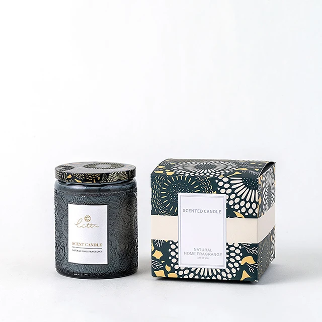 Trendy 7*7*9cm Clear Glass Dome Cover Beeswax Purple Wine Romantic Luxury Set Bougie Parfumee in Tins