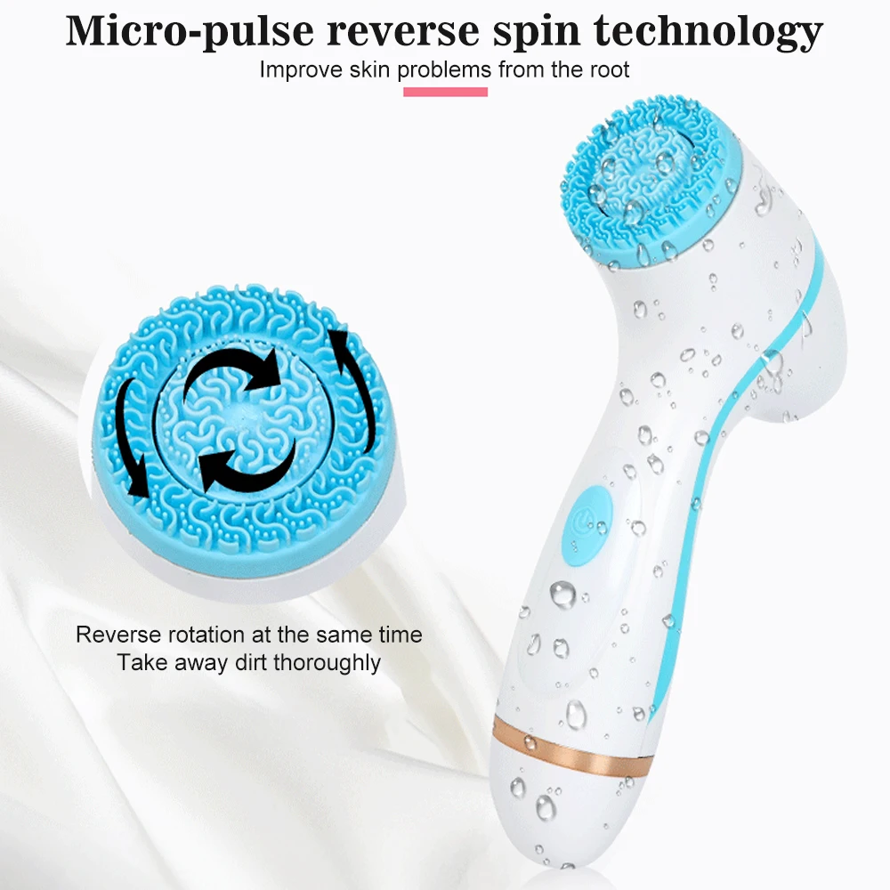 
Hot 3D Rotating Head Silicone Brush Waterproof Deep Clean Facial Cleansing Brush 