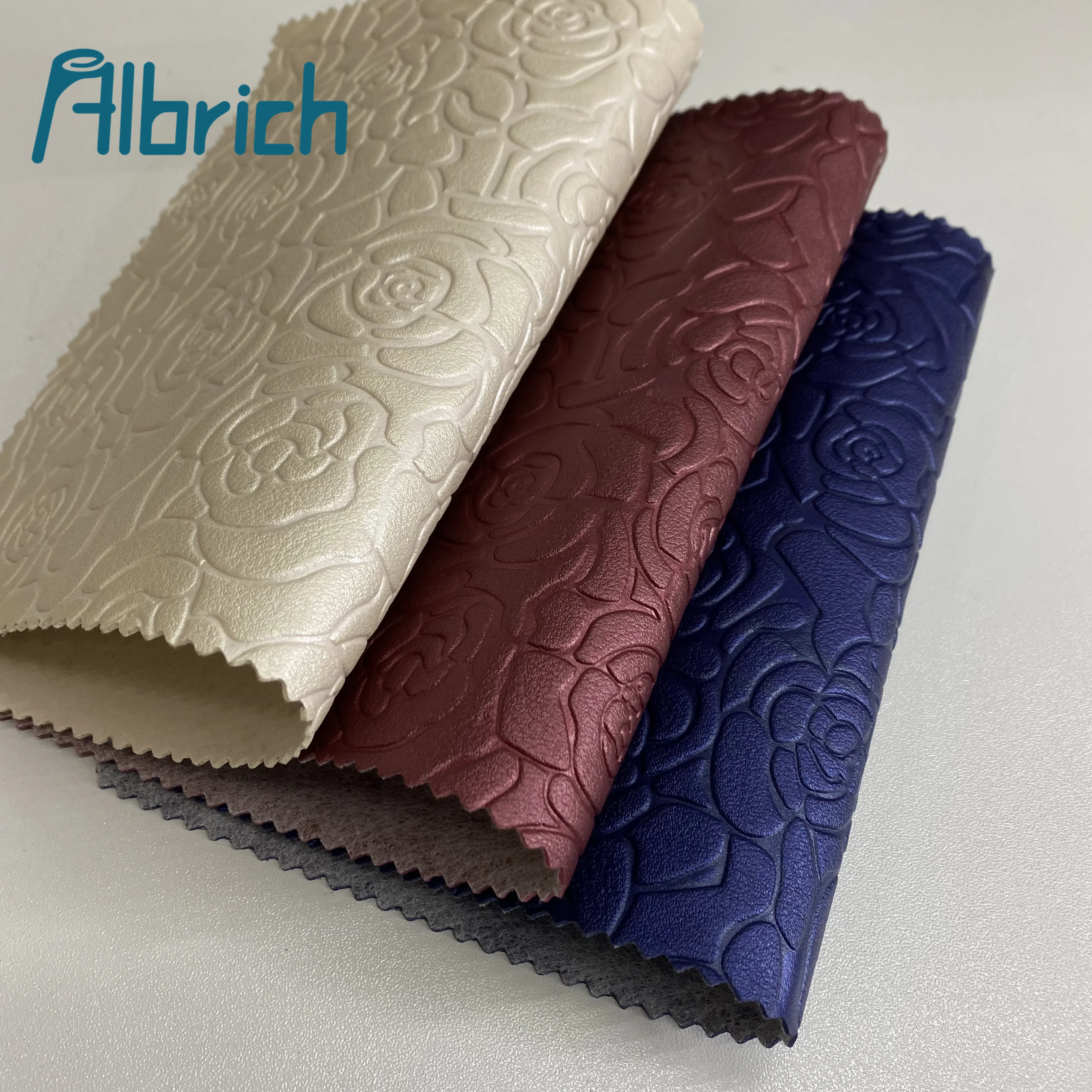 New Design Floral Pattern Embossed Artificial Leather, Hot Sale Non Woven Backing Pvc Leather For Furniture Upholstery