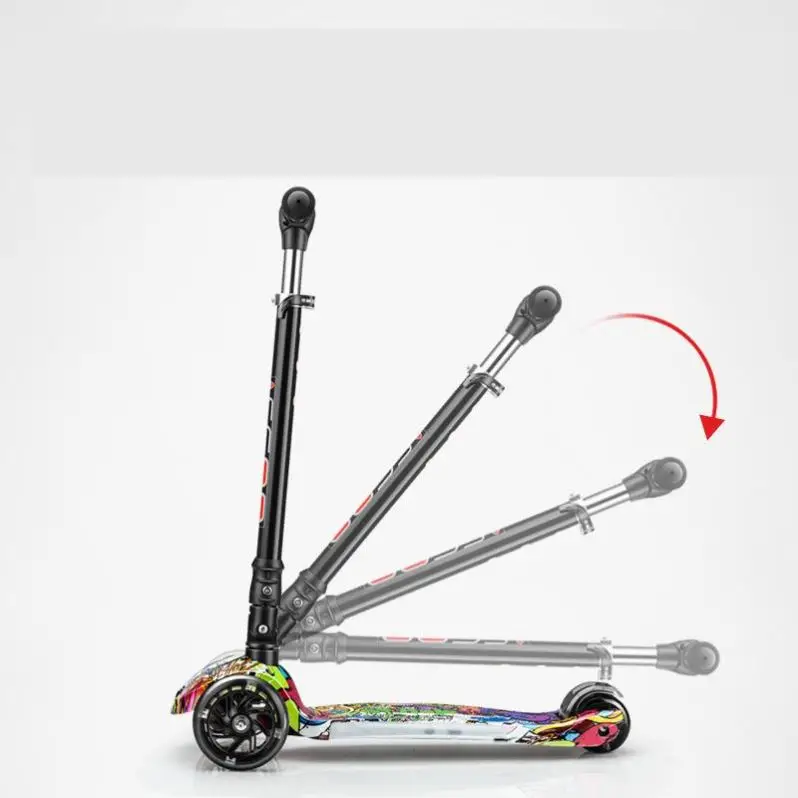 Istaride Pu Flashing Wheel Scooter With Musical Light Three Wheel Scooter With Pedal  Kids Scooter Foldable