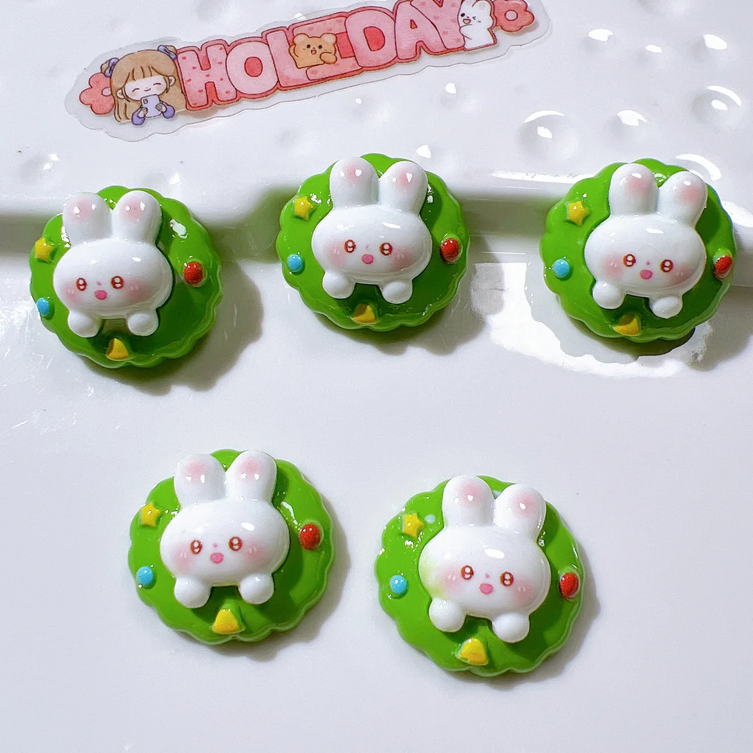 Wholesale Resin Charms Diy Cream Glue Accessories Christmas Rabbit Resin Flat Back For Decoration
