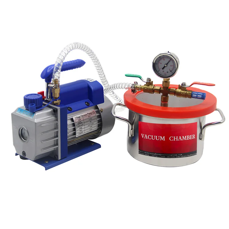 Stainless steel 2 gallon Vacuum chamber and single stage 3cfm vacuum pump kit for resin degassing