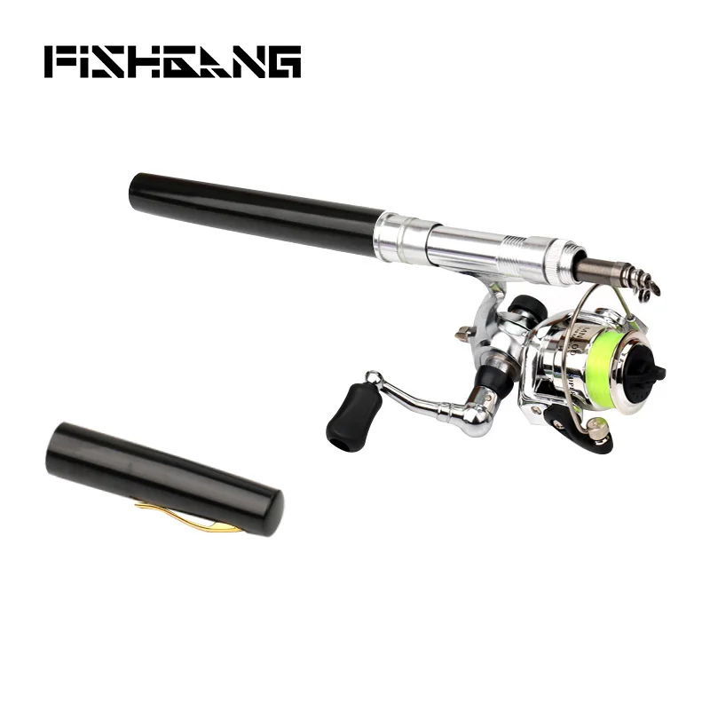 FISHGANG 1m 1.4m quality telescopic pocket mini fishing rod in pen case pen fishing rod and reel combo