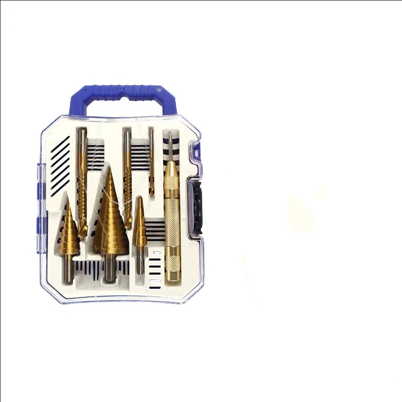 high quality hex/round shank 4-12/20/32mm 7 pcs hss step drill set for metal