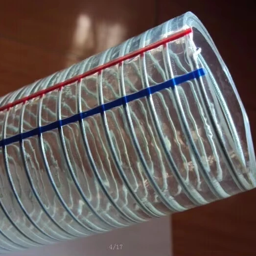 top quality Clear wire reinforced flexible PVC steel wire hose for drawing and conveying water and powder