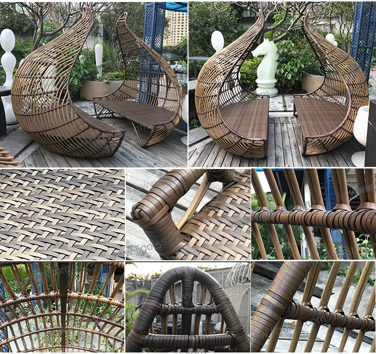 Liyoung luxury waterproof rattan outside patio poolside beach outdoor daybed sun loungers