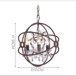 vintage rust design light manufacturer retro iron Globe pendant lamp decorative crystal chandelier
