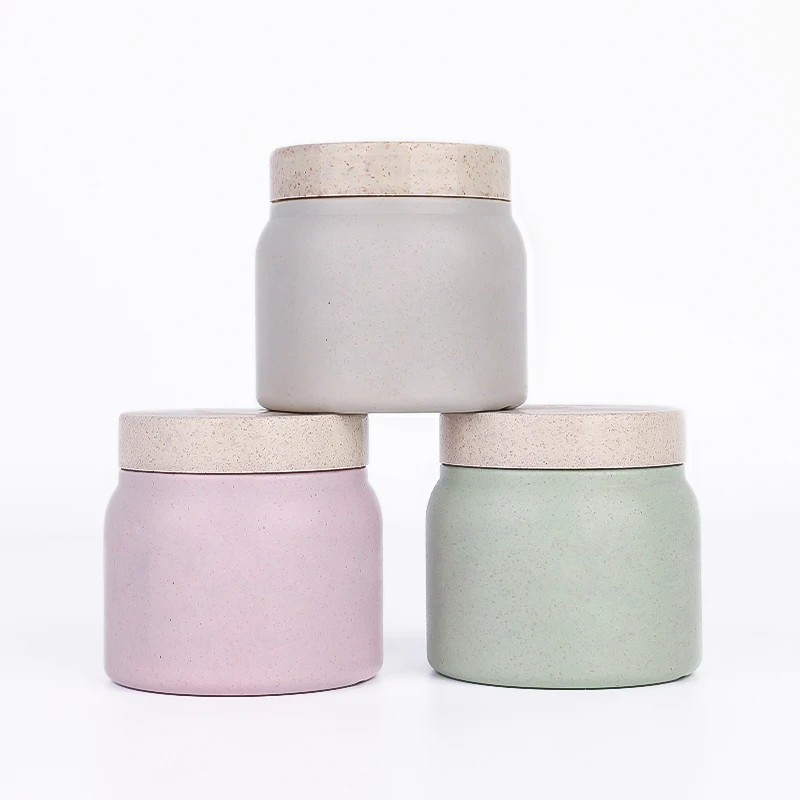 HDPE 500ml Wheat Straw Cosmetic Jar In Bulk Plastic Packaging Sustainable Empty Cream Jar Cosmetic Jar Container Supplier