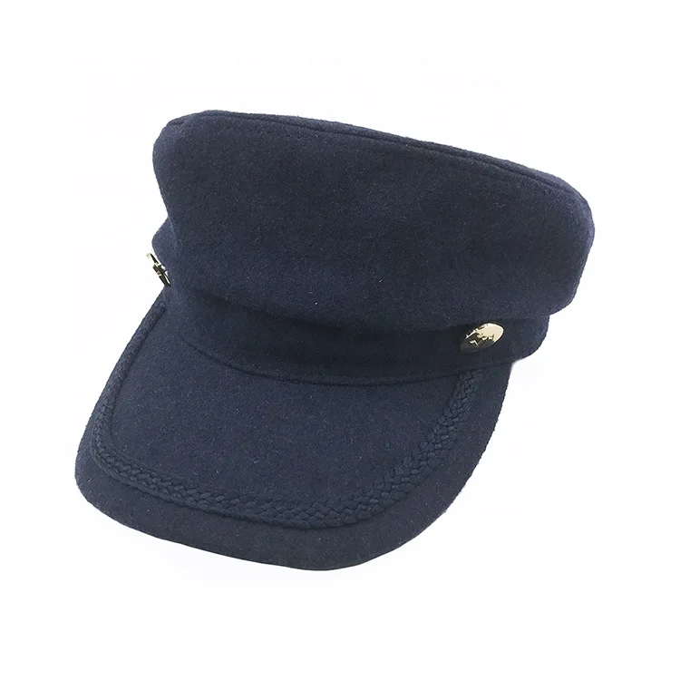 wholesale warm navy melton baker boy cap marine hat