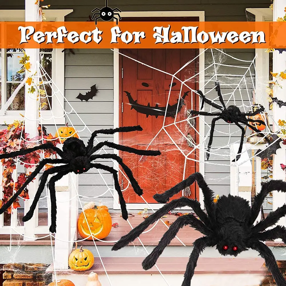Halloween Spider Decorations Halloween Spiders Stretch Cobwebs Spider Indoor Outdoor Halloween Decorations Yard Home Parties