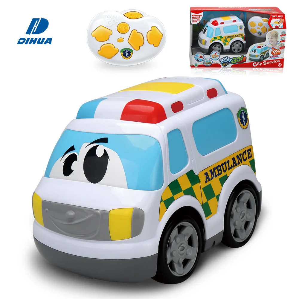 Kiddy Go ! 2.4G Remote Control Full Function City Service RC Ambulance Battery Car ABS Durable Plastic Cartoon Car Toy for Baby